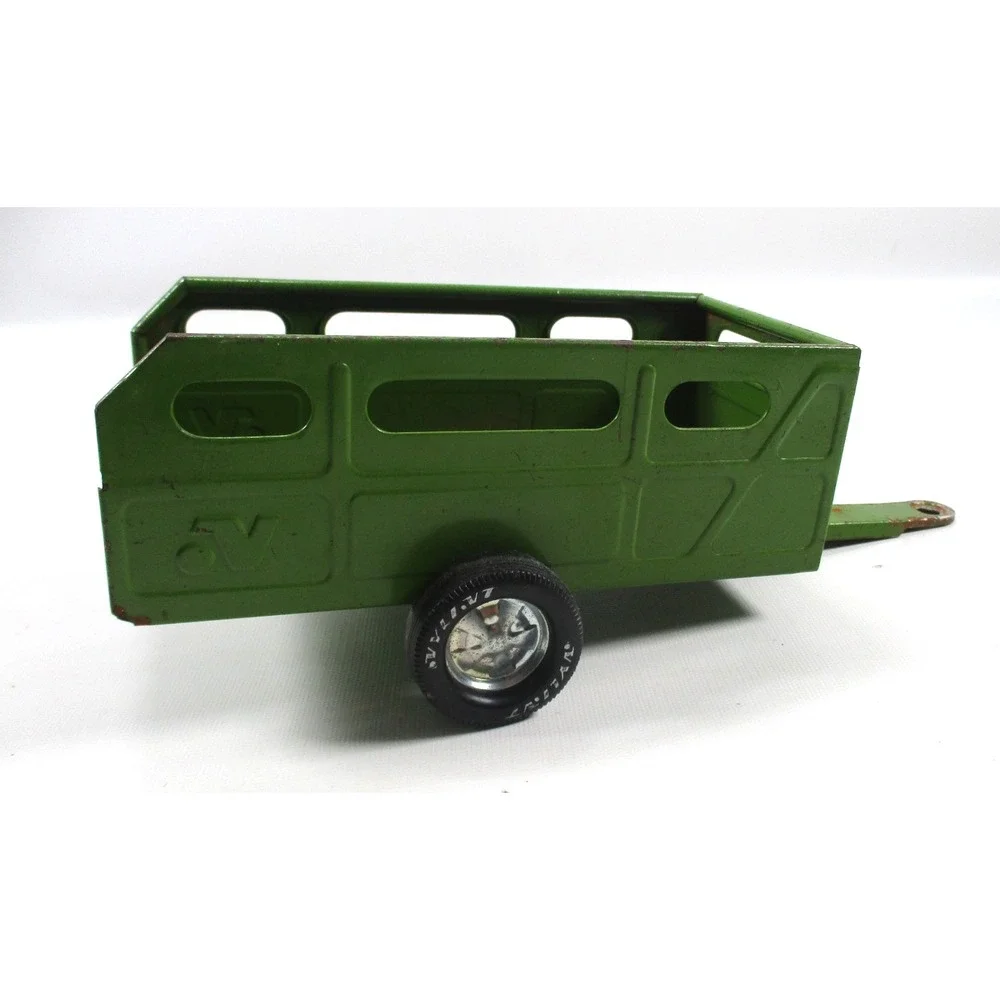 Vintage Nylint Green Pressed Steel Farm Utility Trailer Wagon 11